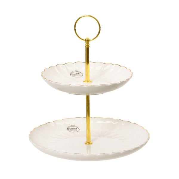Tiered stand SHELL D20,3xH23cm, porcelain