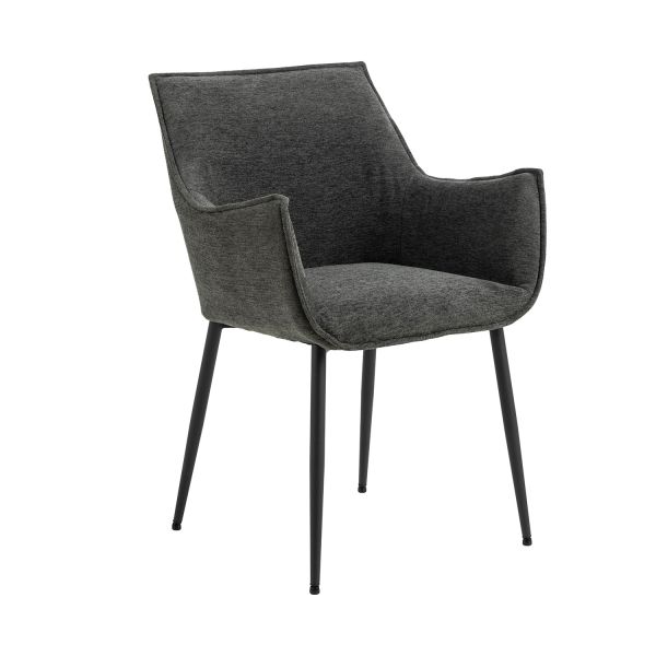 Ēdamistabas krēsls BONITA ar roku balstiem, pelēks