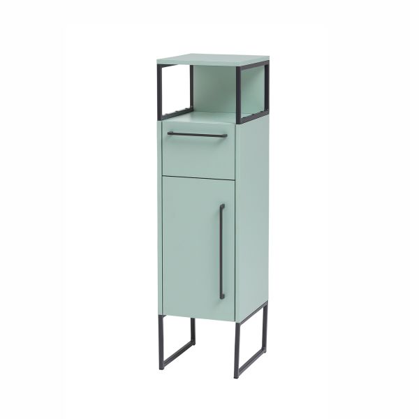 Lower bathroom cabinet, mint green