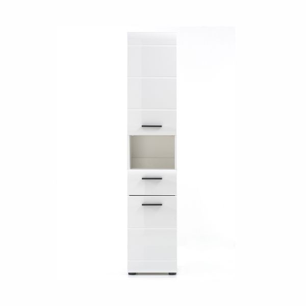 Bathroom cabinet SKIN open shelf, 30x31xH182cm, white gloss