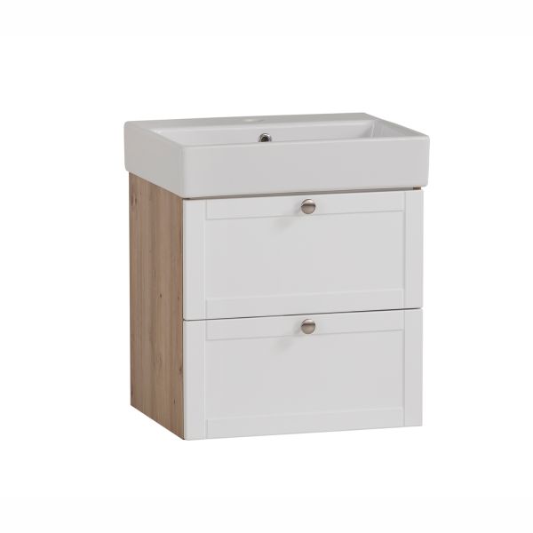 Washbasin cabinet with washbasin JESPER 50x40xH57cm, white/oak