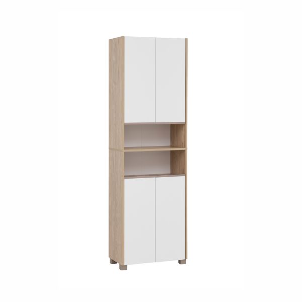 Bathroom cabinet JUBA 57x33xH186,5cm, white/oak