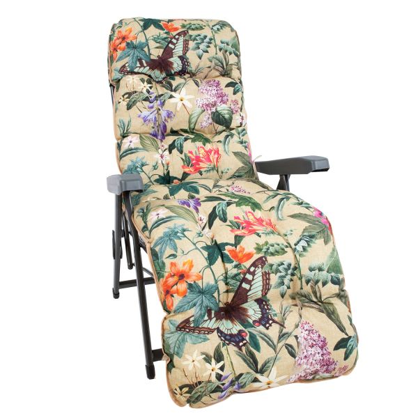 Deck chair BADEN-BADEN beige floral pad