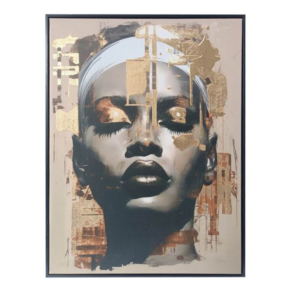 Kanva ar rāmi WALLY 60x80cm, sieviete zeltā 2