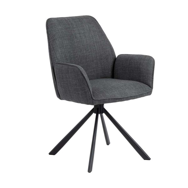 Ēdamistabas krēsls GLENDA ar roku balstiem, pelēks