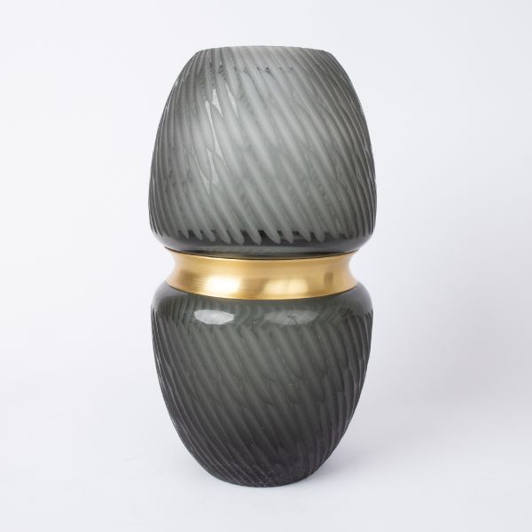 Vase LUXO D13,5xH23cm, green/gold