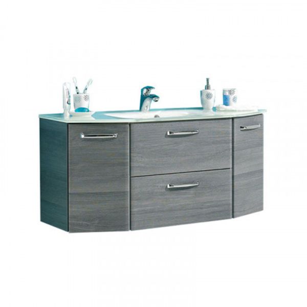 Washbasin cabinet with glass washbasin 328, 112x48xH53,5cm, grey