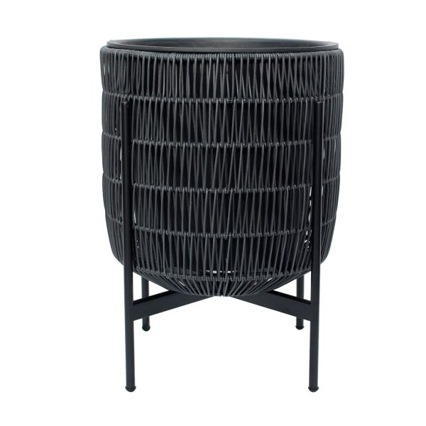 Planter WICKER with stand 30x30xH38cm, black