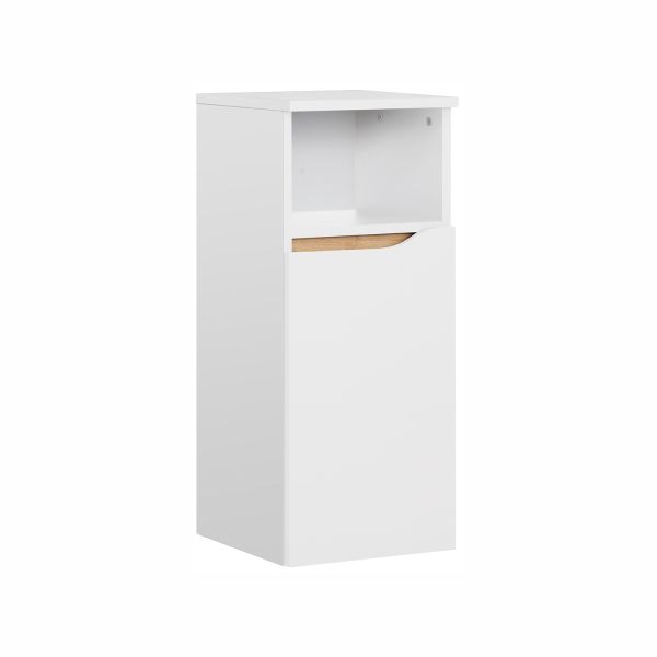 Lower bathroom cabinet 857, 30x33xH72cm, white gloss/oak