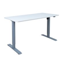 Desk ERGO with 1 motor 140x70xH71-121cm, white/silver grey
