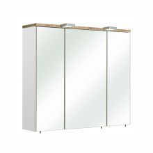Spoguļstikla skapis ar LED apgaismojumu 34, 80x20xH70cm, balta glancēta