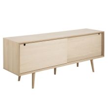 Kumode CENTURY 180x45xH71cm, 2-durvis, materiāls: masīvkoks / finiera ozols, apdare: balta pigmentēta eļļa