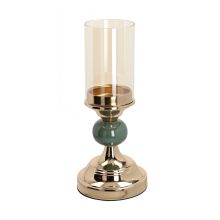 Candlestick LAUDRE D11xH25cm, green/gold