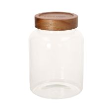 Glass jar RIVA D13xH19cm 1930ml acacia wood with lid