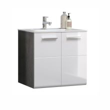 Izlietnes skapīši + izlietne RIVA 37x31xH170cm, balta glanceta/dūmu pelēks