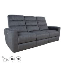 Диван-реклайнер GASTON 3-местный, с электрическим механизмом, бархат серый