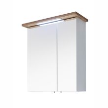 Spoguļstikla skapis ar LED apgaismojumu 84-I, 60x20xH72cm, balta / ozols