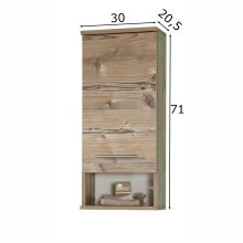 Augšējais vannas istabas skapis ISOLA 30x20,5xH71cm, gaiši brūns