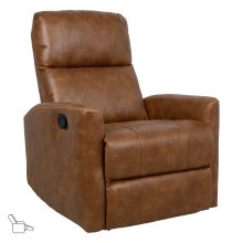 Recliner armchair DIEGO with swinging and rotating manual mechanism, cognac brown