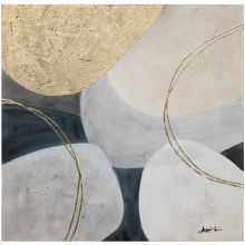 Картина маслом 70x70см, золото/белый 1