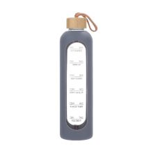 Drinking bottle GLASS H28cm 1L, glass, grey