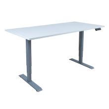 Письменный стол ERGO с 2-мя моторами 160x80xH60-125см, серовато-белый/серебристо-серый