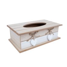 Tissue box HAZEL 27x16xH9cm, white/beige