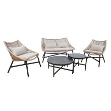 Garden furniture set HELSINKI 2 tables, sofa, 2 chairs, beige