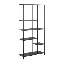 Grāmatu plaukts NEWCASTLE, 6-plaukti, H165cm, melns tērauds, asimetrisks