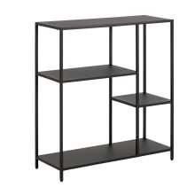 Grāmatu plaukts NEWCASTLE, 3-plaukti, H86cm, melns tērauds, asimetrisks