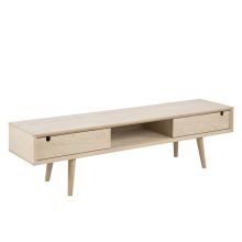 TV galds CENTURY 160x38xH43cm ar 2 durvīm, materiāls: mēbeļu plātne ar ozolkoka finierējumu, apdare: eļļots ar baltu pig