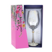 Wine goblet FLOW "Beautiful Mum" H23,7cm 450ml, transparent glass, blue box