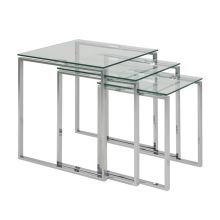 Coffee tables 3pcs KATRINE 36x36xH45cm, 43x43xH50cm, 50x50xH55cm, glass