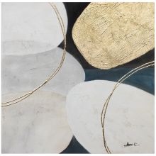 Картина маслом 70x70см, золото/белый 2