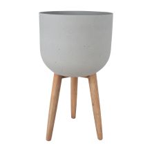 Puķu pods SANDSTONE ar koka kājām D40xH73,5cm, pelēks