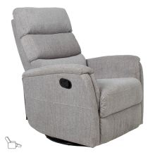 Recliner armchair BARCLAY with swinging and rotating manual mechanism, light grey