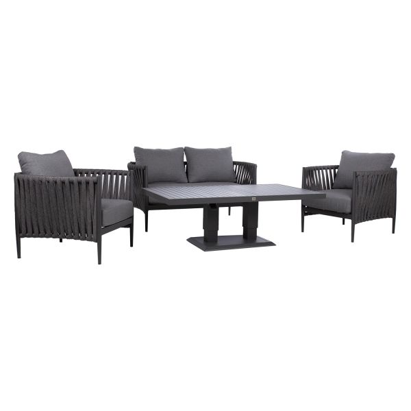 Garden furniture set BRISTOL table, sofa and 2 chairs, grey