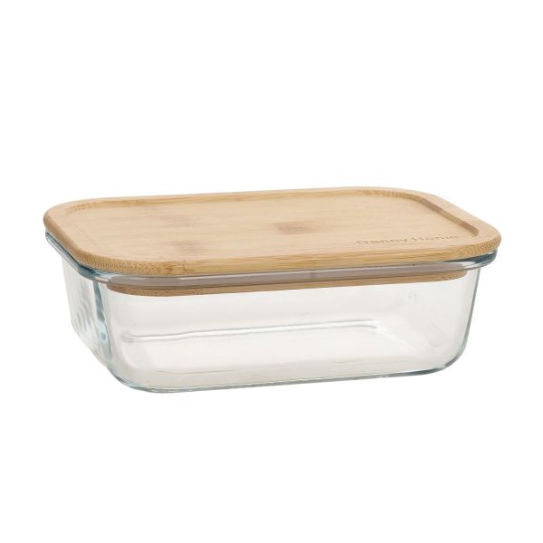 Bowl BOXY 17x12,6xH5,3cm 640ml, glass, bamboo