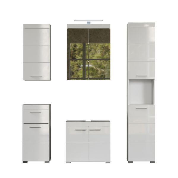 Vannas istabas mēbeļu komplekts AMANDA balts spīdums/balts, LED