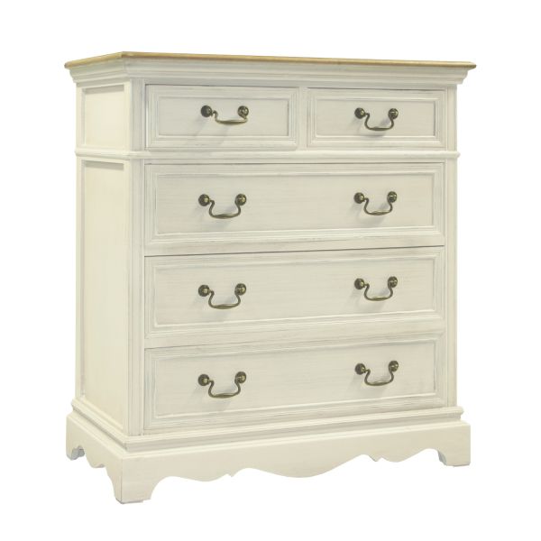 Kumode SAMIRA 86,5x39xH95cm, antīki balta/dabisks