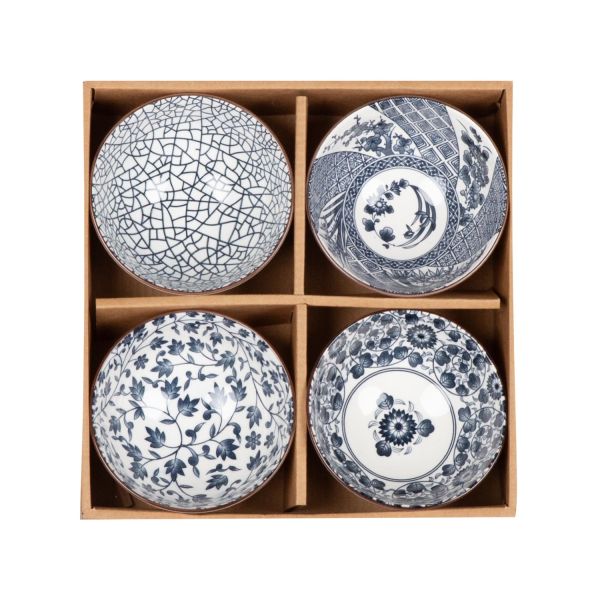 Set SOMETSUKE 4-bowls, blue mix