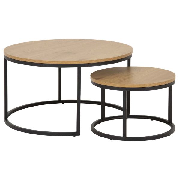 Coffee tables 2pcs SPIRO D50xH33cm, D80xH45cm, oak