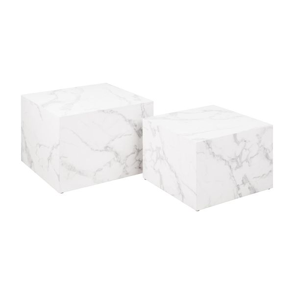 Kafijas galdiņi 2gab DICE 58x58xH40cm, 50x50xH33cm, balts