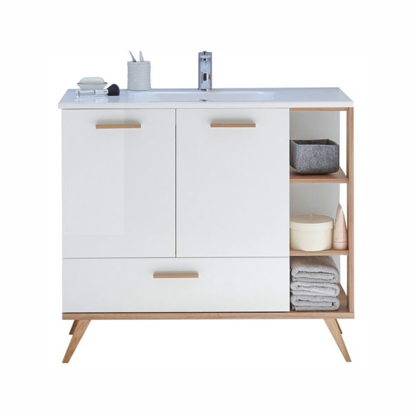 Washbasin cabinet 923 white / oak