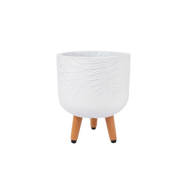 Puķu pods FERN D24xH29.5cm ar koka kājām, balts