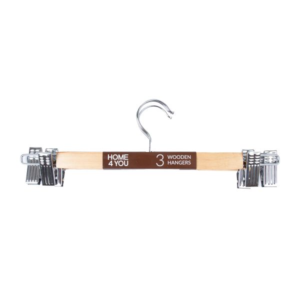 Drēbju pakaramie svārkiem, 3gb. komplektā, dabīgā koka