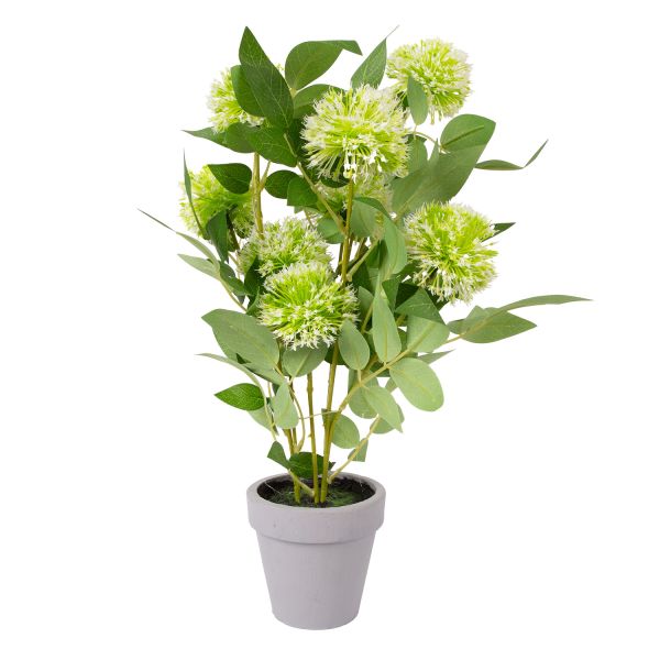 Mākslīgais zieds GREENLAND podiņā ar baltiem ziediem