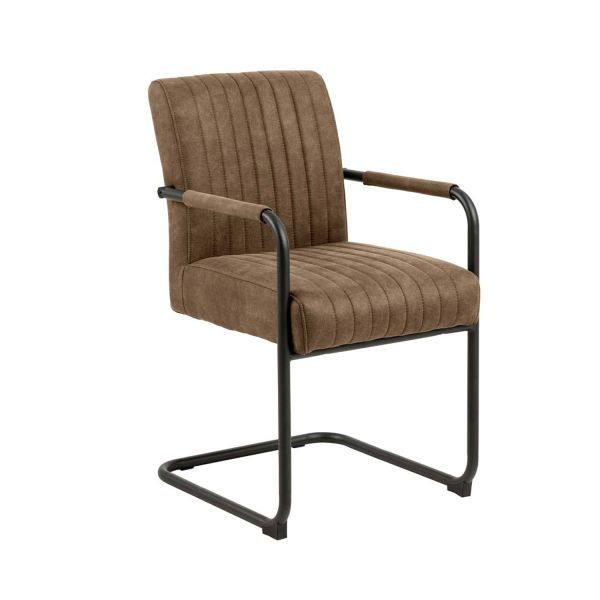 Dining chair ADELE with armrest, brown