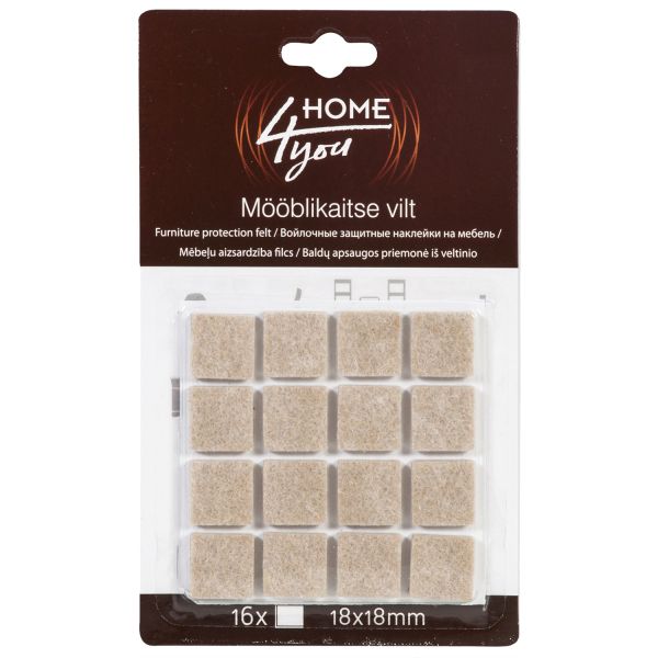 Mēbeļu aizsardzība filcs 18x18mm x 16gab, bēša