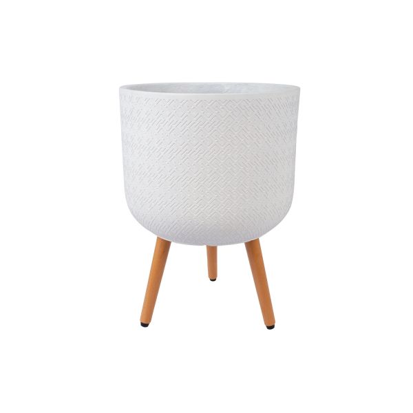 Puķu pods SELENA D37xH52cm ar koka kājām, balts